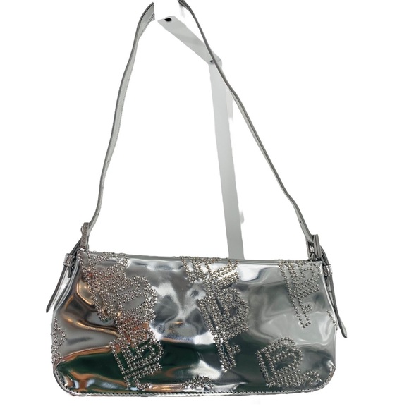 BY FAR Dulce Logo Mini Shoulder Bag in Metallic Silver - Picture 4 of 14